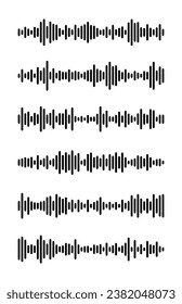 Record player lines. Social audio of voice. Volume equalizer icon with stereo noise. Podcast soundwave. Sound wave message. Shape of mobile talk track for media music app. Vector illustration.