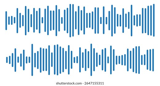 Record player lines social audio of voice volume equalizer with stereo noise sound wave message. Blue sound wave audio icon vector. Blue Audio sound symbol. Audio waves icon. Voice message symbol.