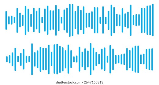 Record player lines social audio of voice volume equalizer with stereo noise sound wave message. Blue sound wave audio icon vector. Blue Audio sound symbol. Audio waves icon. Voice message symbol.