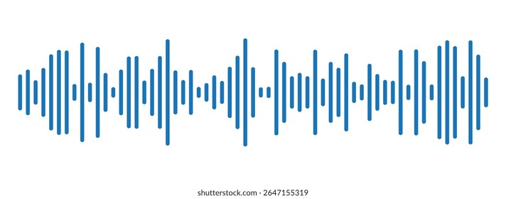 Grabador de líneas de reproductor de audio social del ecualizador de volumen de voz con mensaje de onda de sonido de ruido estéreo. Vector de icono de audio de onda de sonido azul. Símbolo de sonido Blue Audio. Icono de ondas de audio. Símbolo de mensaje de voz.