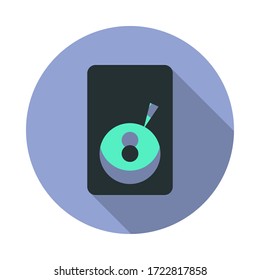icono de la sombra larga del reproductor de registros. Simple vector de color de iconos web para ui y ux, sitio web o aplicación móvil