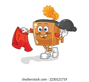 the record player matador with red cloth illustration. character vector