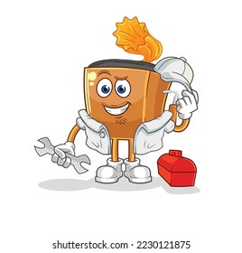 the record player mechanic cartoon. cartoon mascot vector