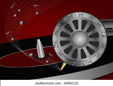 record player of the note and melody