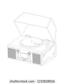 Record player on a white background. 3d model