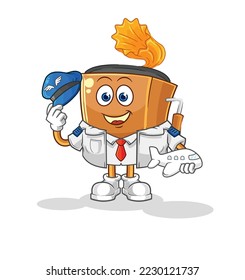 the record player pilot mascot. cartoon vector