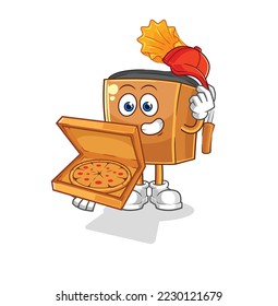 the record player pizza delivery boy vector. cartoon character