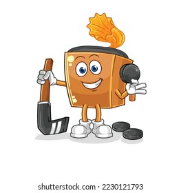 the record player playing hockey vector. cartoon character