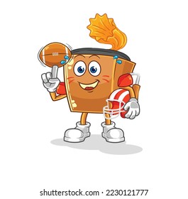 the record player playing rugby character. cartoon mascot vector