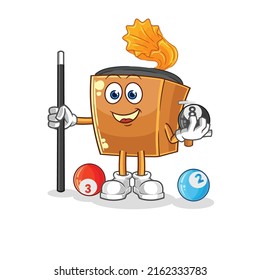 el jugador de récords juega al billar. vector de mascota de dibujos animados