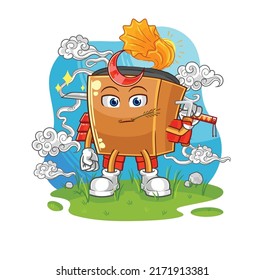 the record player samurai cartoon. cartoon mascot vector