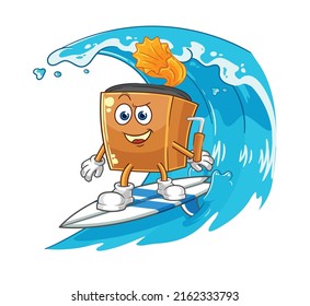 the record player surfing character. cartoon mascot vector