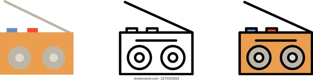 Record player, technology vector icon in different styles. Line, color, filled outline