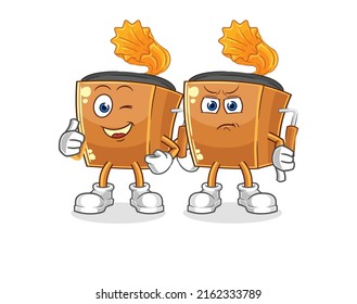 the record player thumbs up and thumbs down. cartoon mascot vector