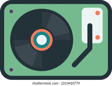 record player from top view illustration in minimal style isolated on background