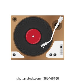 Record player with vinyl record, isolated. vector illustration.