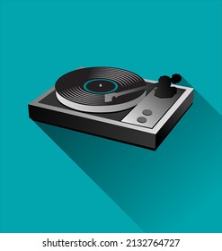 Record player and vinyl  retro vintage design vector