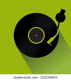 Record player and vinyl  retro vintage design vector