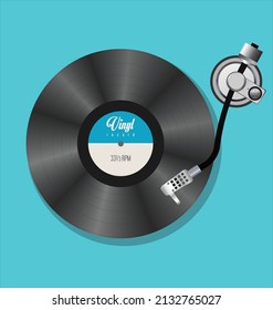 Record player and vinyl  retro vintage design vector