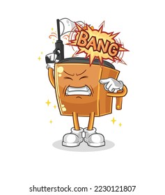 the record player warning shot mascot. cartoon vector