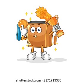 the record player winner with trophie. cartoon character