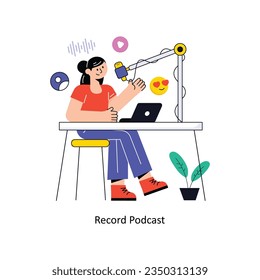 Record Podcast Flat Style Design Vector illustration. Stock illustration