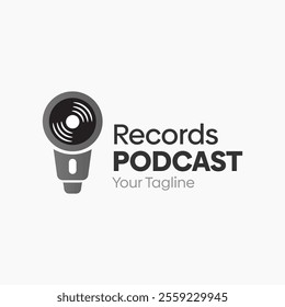 Record Podcast Logo Design Template. Good for Business, Agency, Community and Organization.