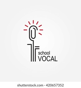 Record, radio or stylized microphone logo. School vocal vector icon isolated symbol