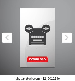 Record, recording, retro, tape, music Glyph Icon in Carousal Pagination Slider Design & Red Download Button