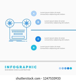 Record, recording, retro, tape, music Infographics Template for Website and Presentation. Line Blue icon infographic style vector illustration