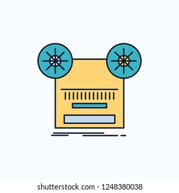 Record, recording, retro, tape, music Flat Icon. green and Yellow sign and symbols for website and Mobile appliation. vector illustration