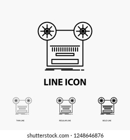 Record, recording, retro, tape, music Icon in Thin, Regular and Bold Line Style. Vector illustration