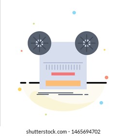 Record, recording, retro, tape, music Flat Color Icon Vector. Vector Icon Template background