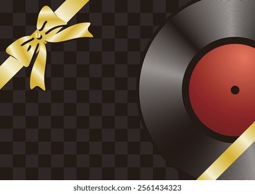 Record and ribbon background white