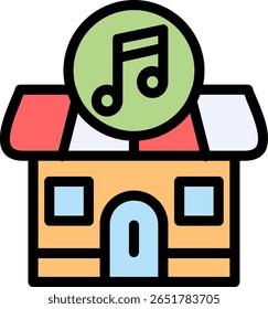 Record Shop Line Filled Icon Design