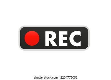 Record sign, red bar, record sign. REC icon. Isolated on a white background. Record black and red. Vector illustration