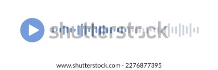 Record speech player. Mobile messenger app voice interface with play button. Audio chat soundwave line. Equalizer icon with spectrum noise. Shape of mobile talk track. Vector illustration.