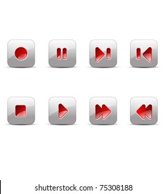 Record, Stop, Pause, Play, Next, Skip, Back, Previous, Forward Media Buttons Vector Illustration