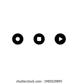 Record, Stop and Play Button Icon Vector. Media Player Element Icons