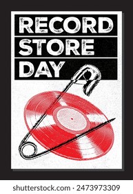 Record Store Day Poster, Music Event, Vinyl sale at Vinyl Store, special or exclusive release celebration at record stores or shops, event flyer, vector format