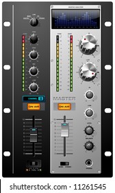 Record Studio Controls On Mixer Board Vector