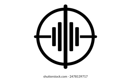record studio logo, sound wave showing precise recording, black isolated silhouette