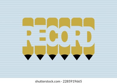 Record text with Pen symbol creative ideas design, vector illustration graphic design. Record typography negative space word vector illustration.