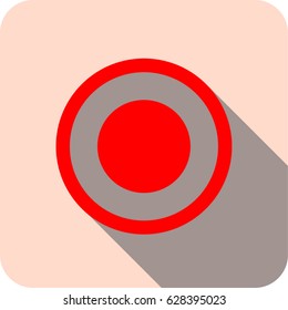 record vector icon in cream background with long shadow