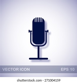 Record vector icon - dark blue illustration with blue shadow