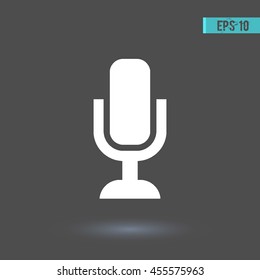 Record vector icon. Graphic symbol for web design, logo. White glyph on a gray background. Isolated sign.