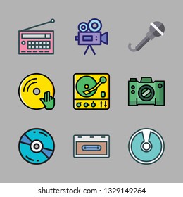 record vector icon set