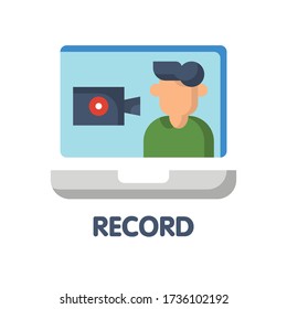 Record video flat icon style design illustration on white background eps.10