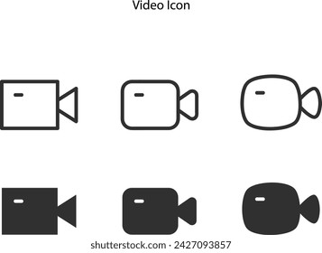 record video icons with different line style, video icon on white background.