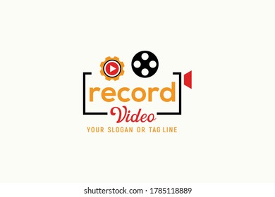 record video logo design vector template